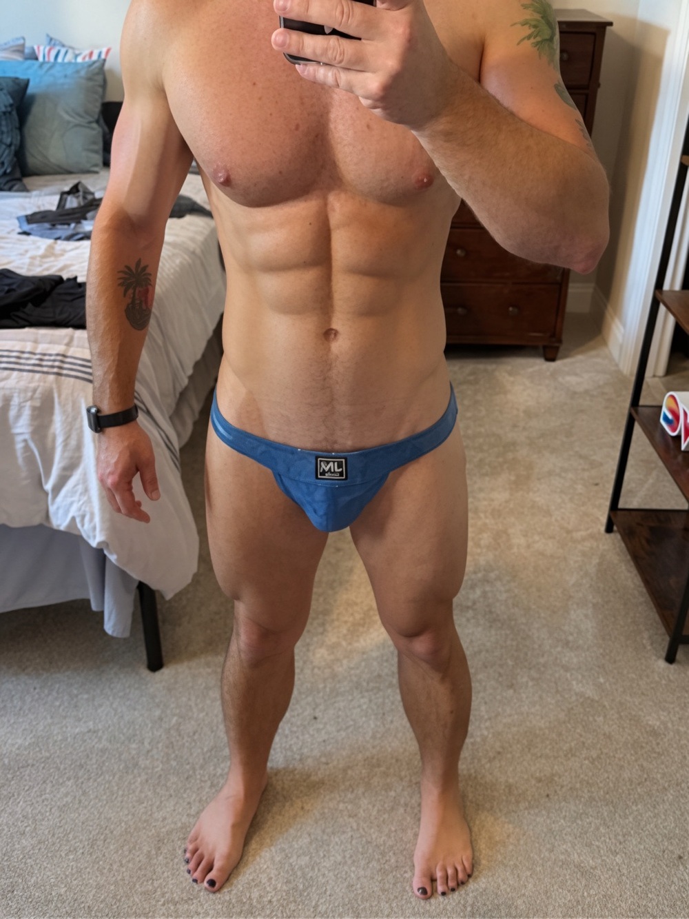 Men’s Jockmail Metallic Blue Jockstrap XL